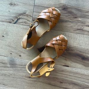 Mia Brown Leather clog sandals